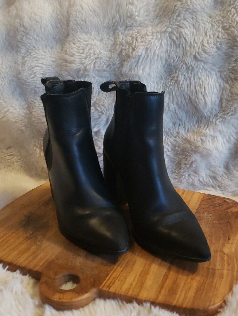 Steve Madden Black Pointed Block Heel Ankle Boots